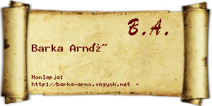 Barka Arnó névjegykártya